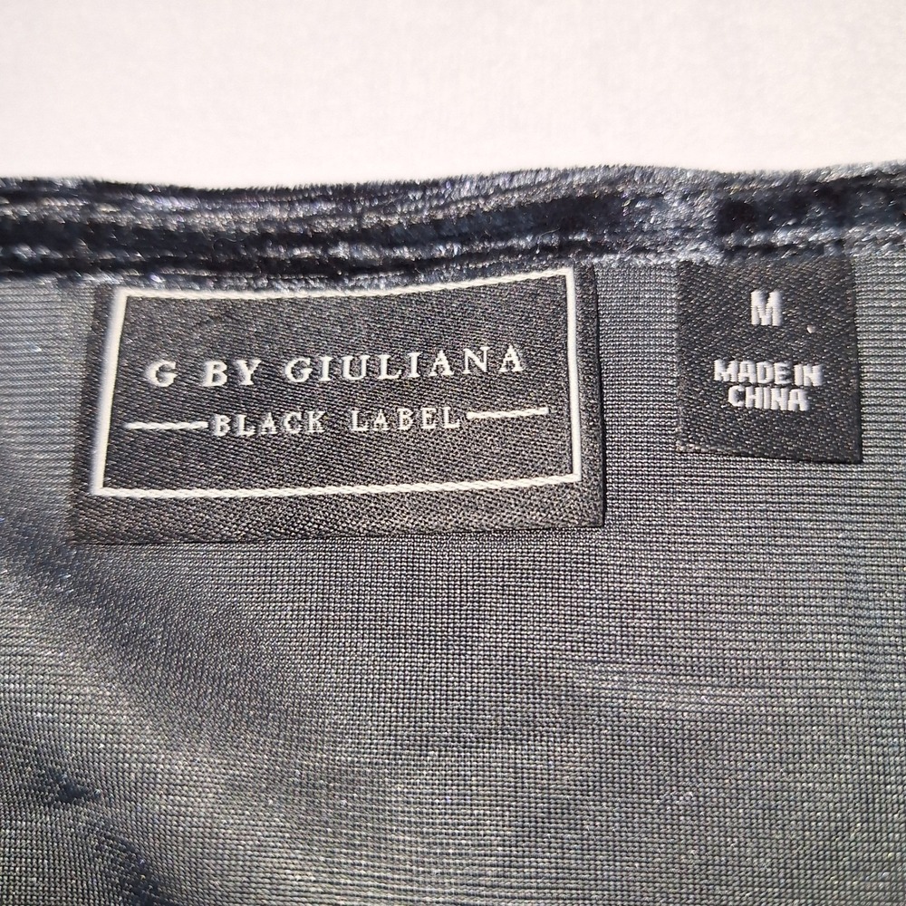 G Giiuliana Black Label Top Womens‎ Medium Blue Black Crushed Velvet Goth Witchy - Picture 3 of 8